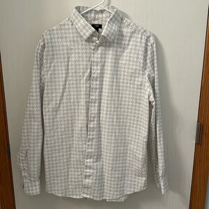 Express Slim Fit Patterned White Dress Shirt Size Large